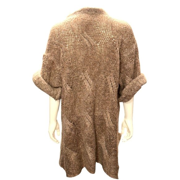 CCC Cozy Knit Button Up Brown Cardigan Sweater Pockets Short Sleeves Trendy Larg - Picture 3 of 8